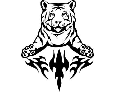 Flammenaufkleber springender Tiger Motiv 642