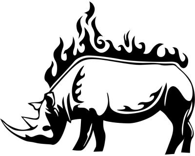 Flammenaufkleber Nashorn Motiv 646