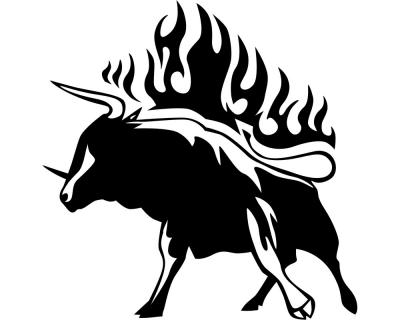 Flammentribal stehender Stier Motiv 652