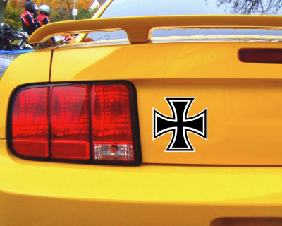 Aufkleber Eisernes Kreuz Iron Cross Autoaukleber Sticker Schwarz auf weißem  Grund