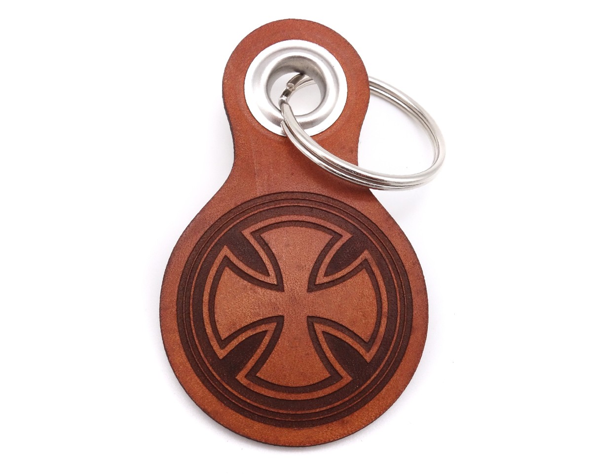Leder Schlsselanhnger mit verschiedenen Motiven  Modellnummer 000729-084-997  cognac braun/graviert