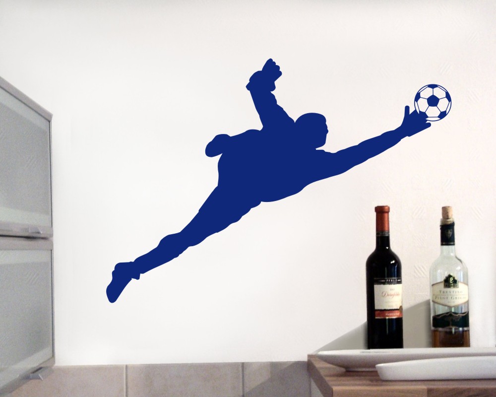 Wandtattoo Torwart Im Silber-Look – Cool Für Fußball-Fans, 30x22 Cm, Selbstklebend