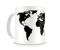 Tasse mit dem Motiv Weltkarte Tasse Modellnummer  weiß/schwarz