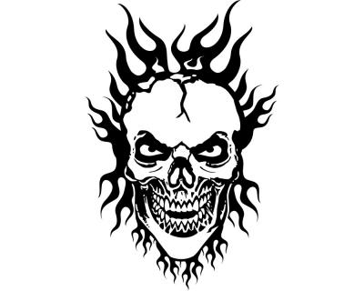Flammentotenkopf 'Burning Hero' Wandtattoo - Ansicht 1