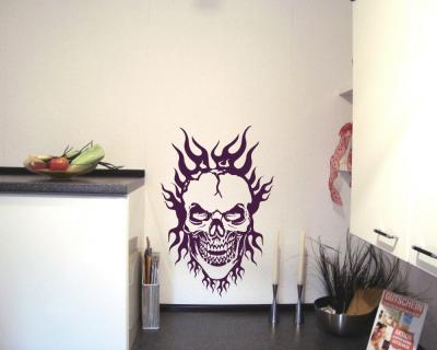Flammentotenkopf 'Burning Hero' Wandtattoo - Ansicht 2