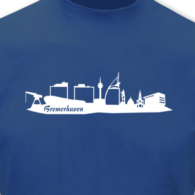 T-Shirt Bremerhaven Skyline royal blau/weiß L Sonderangebot