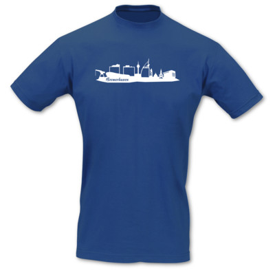 T-Shirt Bremerhaven Skyline royal blau/weiß L