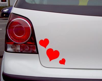 Herzen Autoaufkleber Set  gefllt 