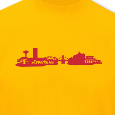 T-Shirt Leverkusen Skyline goldgelb/rot 2XL Sonderangebot