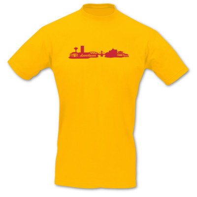 T-Shirt Leverkusen Skyline goldgelb/rot 2XL