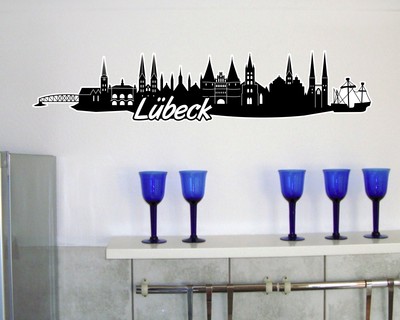 Samunshi Lübeck Schriftzug Skyline Aufkleber Sticker  25 Farben 8 Größen