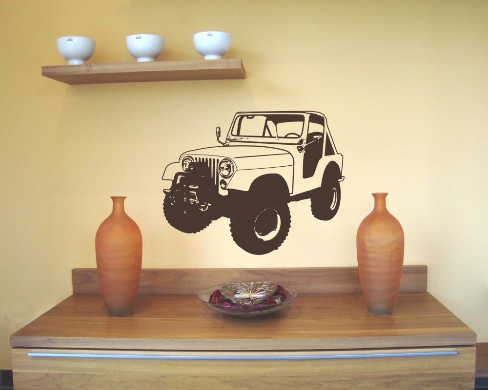 Abnehmbarer Wandaufkleber „Jeep“ – 57x72 Cm, PVC, Für Innen