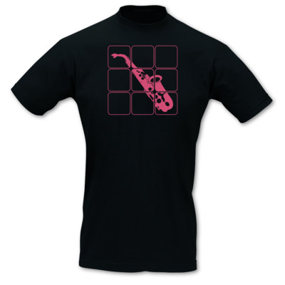 T-Shirt Saxophon schwarz/fuchsia 5XL
