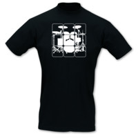 T-Shirt Schlagzeug T-Shirt Modellnummer  schwarz/weiß