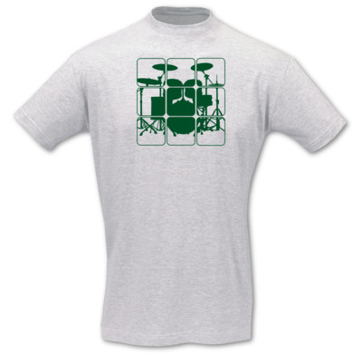 T-Shirt Schlagzeug ash/grn M Sonderangebot