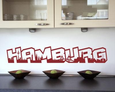 Wandtattoo Hamburg Schriftzug Skyline - Ansicht 3