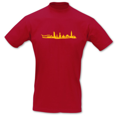 T-Shirt Kiel Skyline rot/goldgelb XL