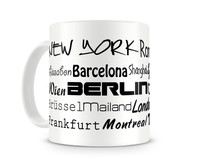 Tasse mit dem Motiv Stdtenamen weltweit Tasse Modellnummer  wei/schwarz