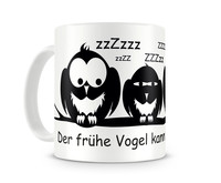 Tasse mit dem Motiv Der frhe Vogel kann mich mal! Tasse Modellnummer  wei/schwarz