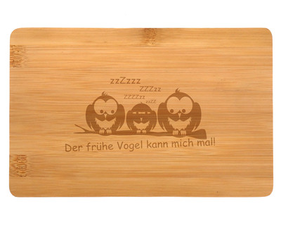 Frhstcksbrettchen mit Der Frhe Vogel Gravur - Ansicht 2