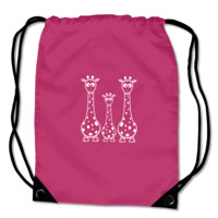 Turnbeutel Giraffenfamilie Turnbeutel Modellnummer  fuchsia/wei