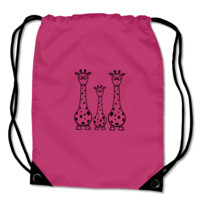 Turnbeutel Giraffenfamilie Turnbeutel Modellnummer  fuchsia/schwarz