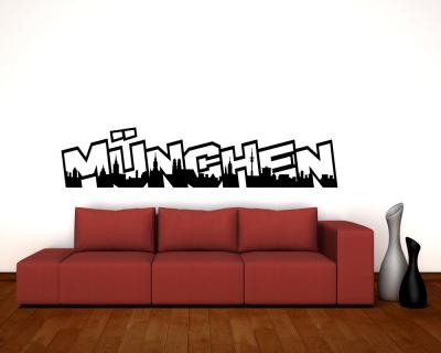 Wandtattoo Mnchen Schriftzug Skyline - Ansicht 3