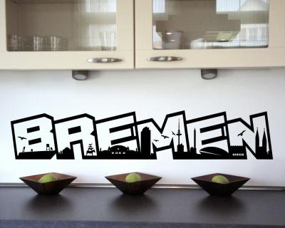 Wandtattoo Bremen Schriftzug Skyline - Ansicht 2