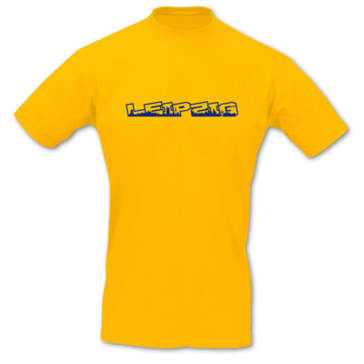 T-Shirt Leipzig Schriftzug Skyline goldgelb/knigsblau 5XL