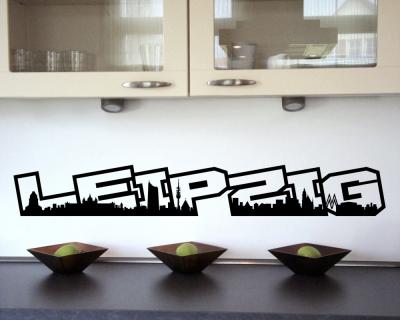 Wandtattoo Leipzig Schriftzug Skyline - Ansicht 2