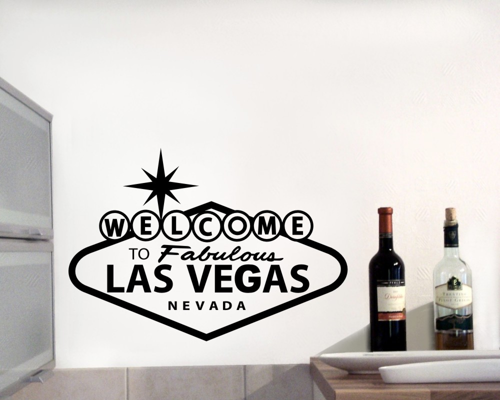 Wandtattoo Las Vegas Skyline – Schwarz, 30x5,7 Cm, Selbstklebend, Mit Bekannten Hotel-Motiven