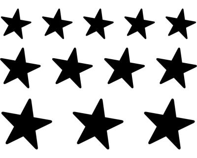 Wandsticker Sterne Set  gefllt  runde Ecken schwarz