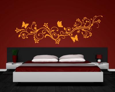 Wandtattoo Blumenranke mit Schmetterlingen - Ansicht 2