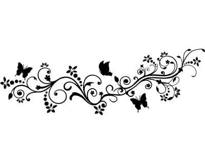 Wandtattoo Blumenranke mit Schmetterlingen - Ansicht 1