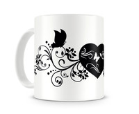 Tasse mit dem Motiv Blumenranke mit Herz Tasse Modellnummer  weiß/schwarz