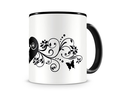 Tasse mit dem Motiv Blumenranke mit Herz - Ansicht 3