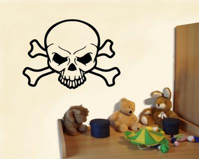 Totenkopf mit gekreuzten Knochen Wandaufkleber