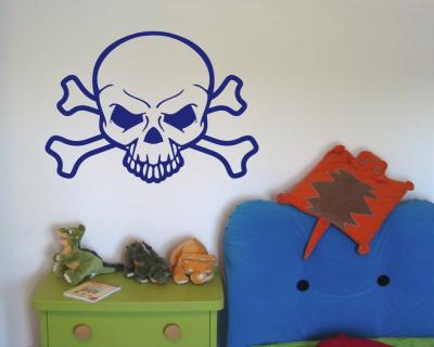 Totenkopf mit gekreuzten Knochen Wandaufkleber - Ansicht 3