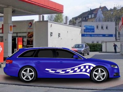 Seitendekor Set 'Racing Flag' Autoaufkleber - Ansicht 2