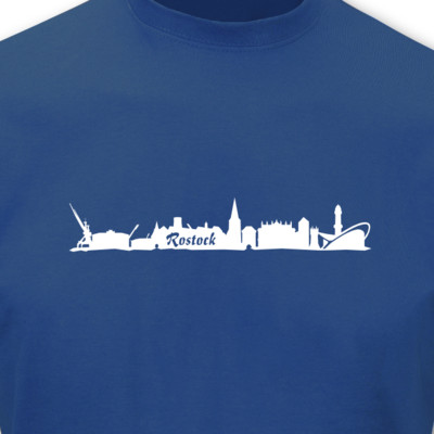 T-Shirt Rostock Skyline royal blau/wei L Sonderangebot