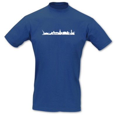 T-Shirt Rostock Skyline royal blau/wei L