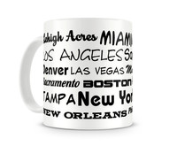 Tasse mit dem Motiv Stdtenamen USA Tasse Modellnummer  wei/schwarz