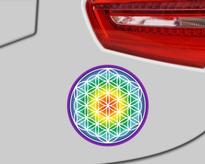 Aufkleber Blume des Lebens Regenbogen Verlauf