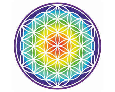 Aufkleber Blume des Lebens Regenbogen Verlauf - Ansicht 1