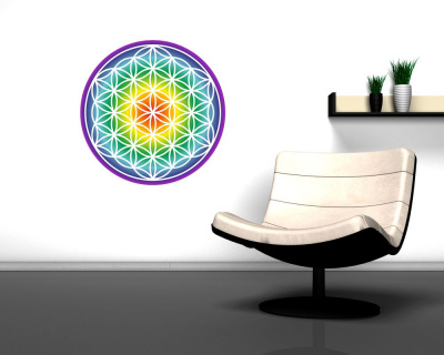 Wandtattoo Blume des Lebens Regenbogen Verlauf