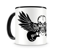 Tasse mit dem Motiv Totenkopf Gitarre Tasse Modellnummer  schwarz/schwarz