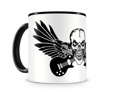 Tasse mit dem Motiv Totenkopf Gitarre