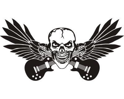 Totenkopf Gitarre Aufkleber - Ansicht 1