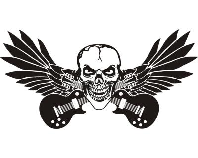 Totenkopf Gitarre Aufkleber