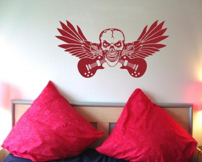 Totenkopf Gitarre Wandtattoo
